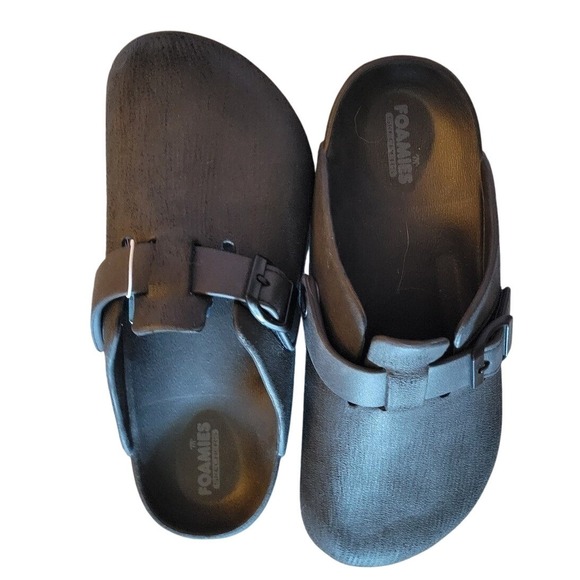 Skechers Other - Skechers Foamies Mens Black Clog Sandals Slip On Buckle Shoes 243070 Size 10 NEW